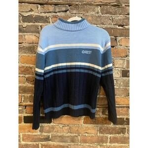 Vintage Y2K South Pole Pullover Striped‎ Mock Neck Sweater Size Small